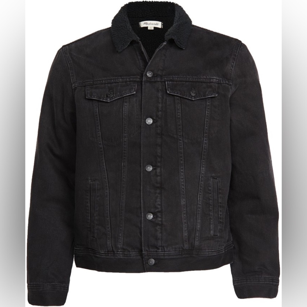 Madewell Oversized Jean Jacket in Gallagher Black: Sherpa Edition (Size Large)